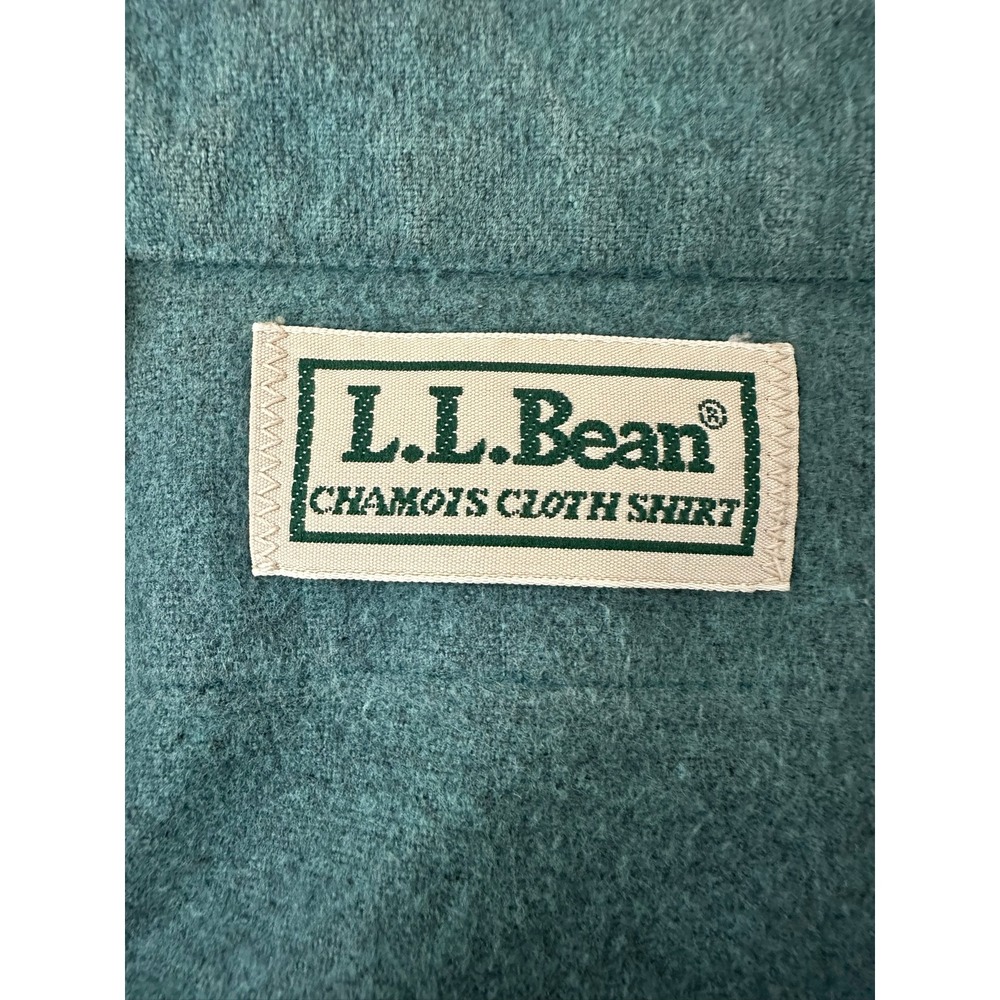 LL Bean Vintage 17.5 Tall Chamois Cloth Shirt Style 1612 Mens Teal Long Sleeve - Picture 7 of 9